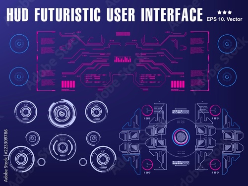 Hud blue interface dashboard, virtual reality interface, futuristic virtual graphic touch user interface, target