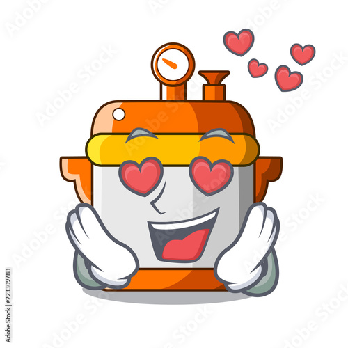 In love electric rice cooker isolated on cartoon