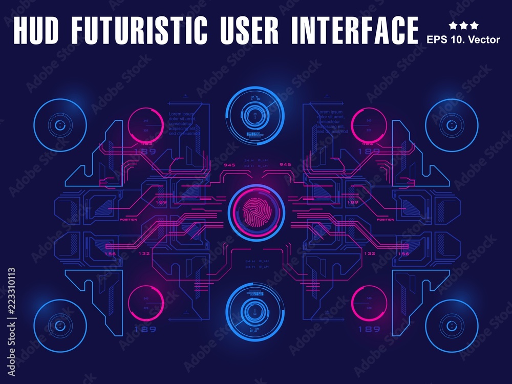 Futuristic virtual graphic touch user interface, target Sci-Fi Helmet HUD. Future Technology Display Design