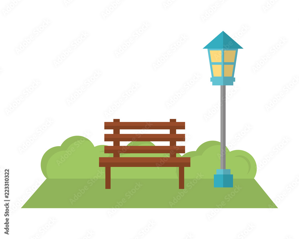 chair park with lamp isolated icon
