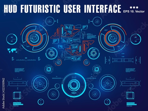 Futuristic virtual graphic touch user interface, target Sci-Fi Helmet HUD. Future Technology Display Design