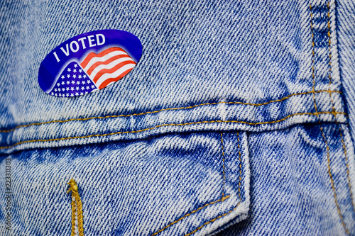 I voted sticker on denim
