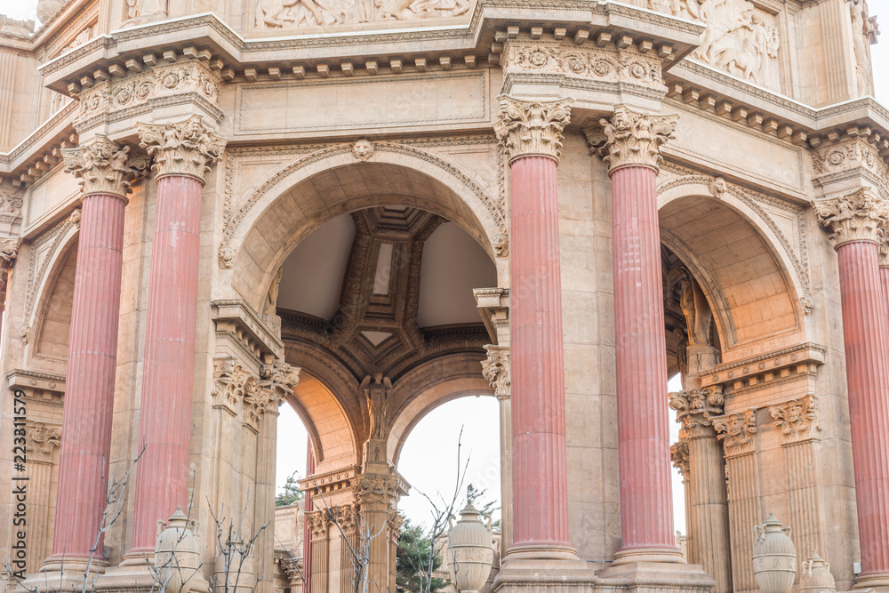 The Palace Rotunda Details. The Palace of Fine Arts, San Francisco, California, USA.