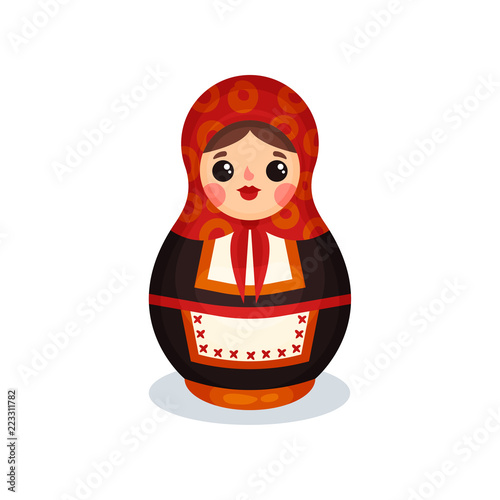 Nesting doll, Russian wooden matryoshka babushka vector Illustration on a white background