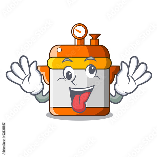 Crazy electric pressure cooker isolated on mascot