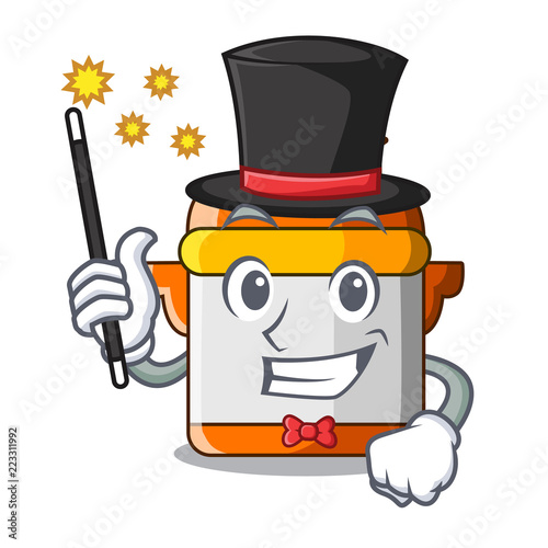 Magician electric pressure cooker isolated on mascot