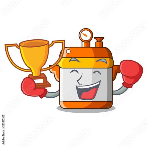Boxing winner electric pressure cooker isolated on mascot