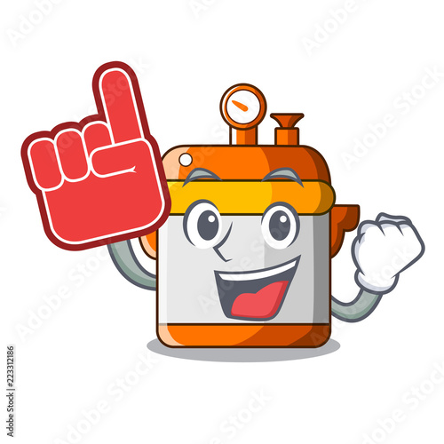 Foam finger electric pressure cooker isolated on mascot