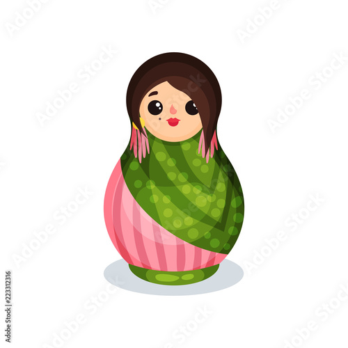 Nesting doll, colorful wooden matryoshka vector Illustration on a white background