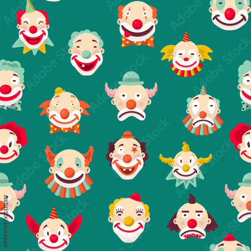 Clowns entertaining people emotions of man pattern vector