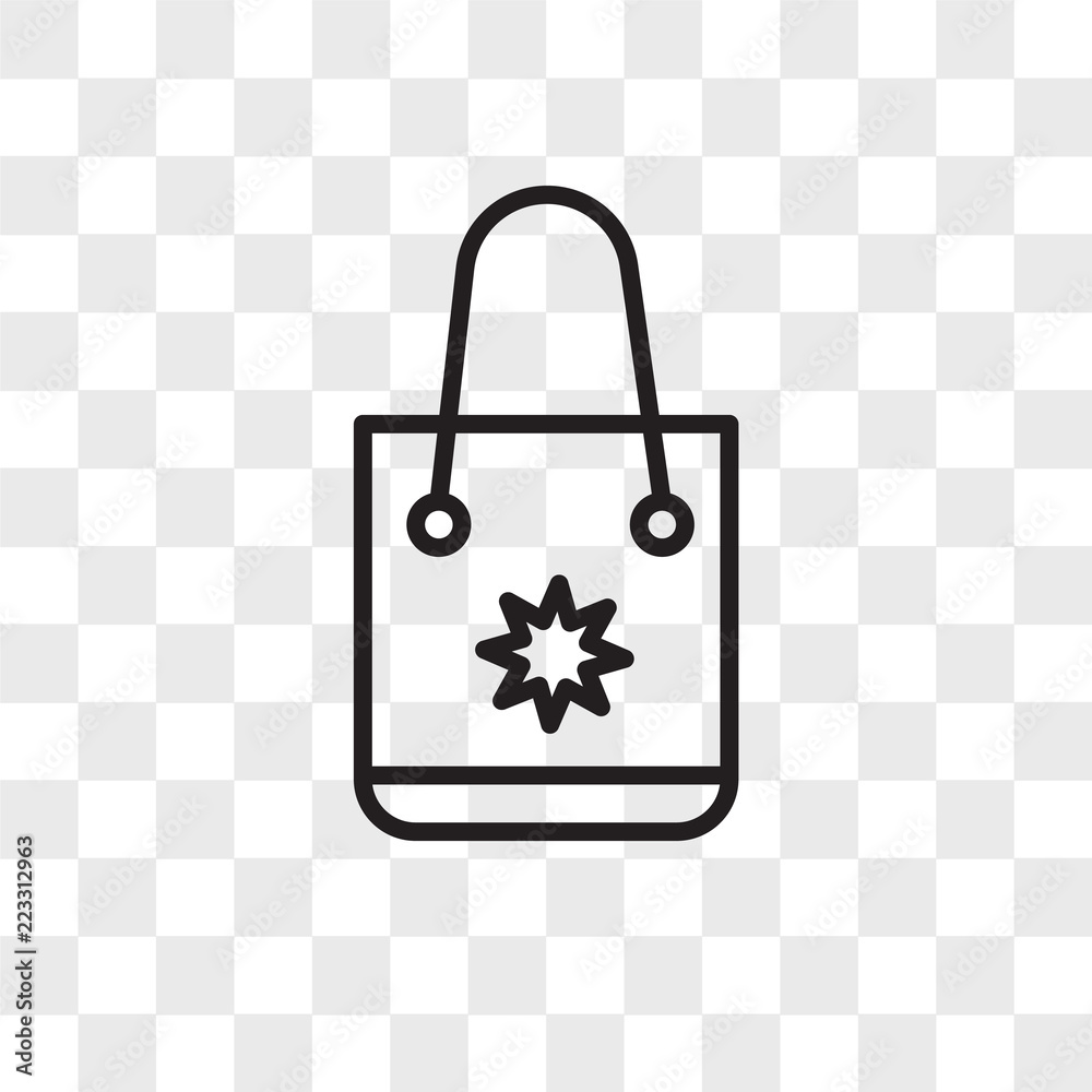 Tote bag vector icon isolated on transparent background, Tote bag logo  design Stock Vector