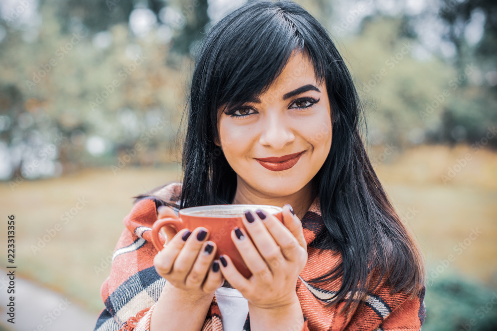 Autumn mood, cozy moments. Lifestyle of young woman. Cold weather and warm clothes. Photo shows coziness mood, relax, tranquillity. Seasonal nature, picnic. Bright yellow leaves Autumn mood, cozy moments. Lifestyle of young woman. Cold weather and warm clothes. Photo shows coziness mood, relax, tranquillity. Seasonal nature, picnic. Bright yellow leaves