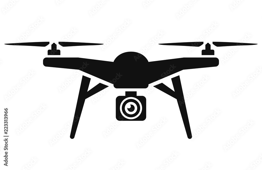 Vector drone icon black design - obrazy, fototapety, plakaty 