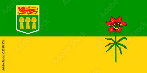 Vector flag of Saskatchewan province Canada. Saskatoon, Regina