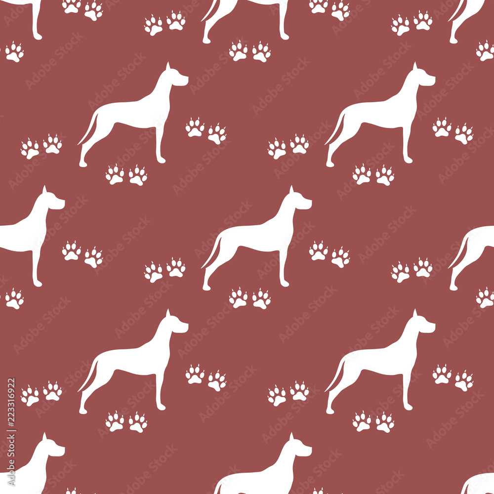 Seamless pattern with dog and dog tracks. Seamless pattern with dog and dog tracks.