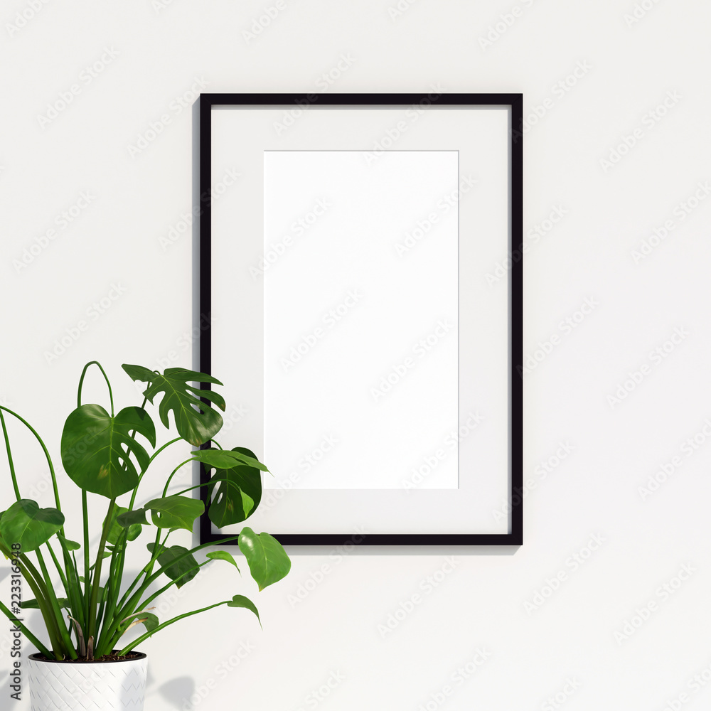 Fototapeta Frame and Poster Mockup with Plants Decoration