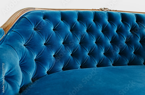 Vintage blue velvet couch/sofa