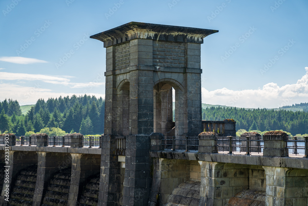 The dam at the Alwen Reservoir, Conwy, Wales, UK