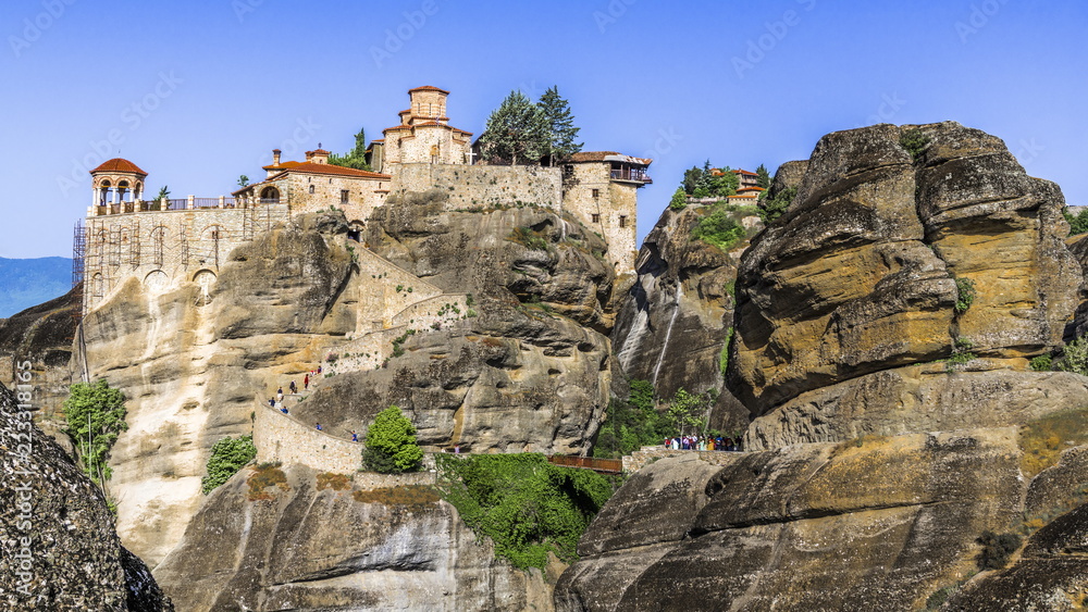 The walls of the monastery on the cliffs