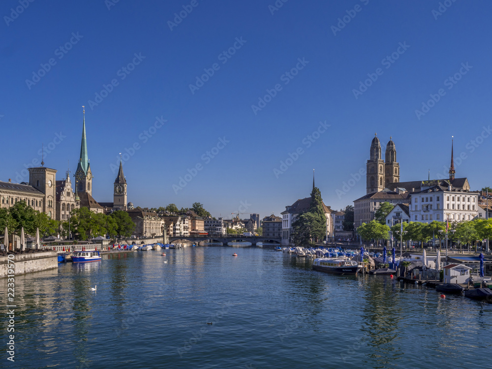 View of Zurich at a sunny day, Switzerland