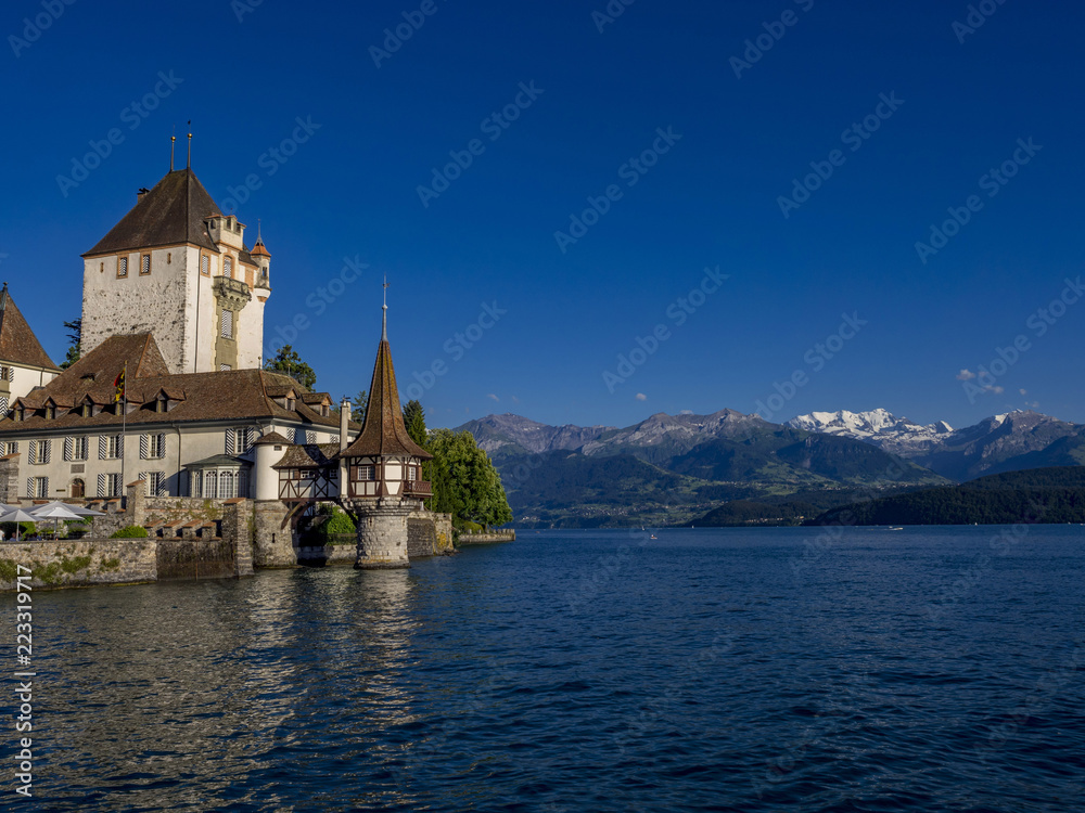 Oberhofen Castle on Lake Thun, Bernese Oberland, Switzerland