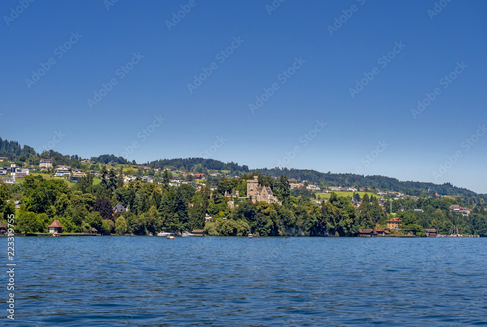 Shore landscape on Lake Lucerne, Switzerland
