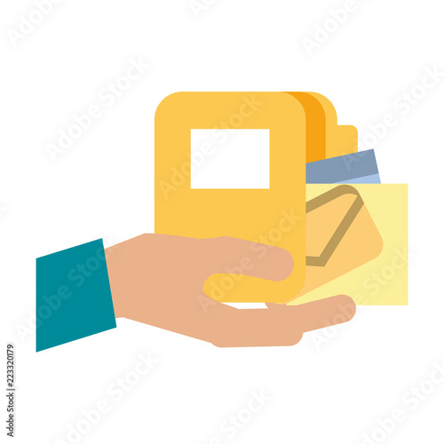 hand with folder and envelope
