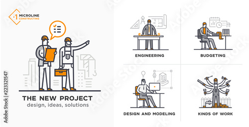 Builders, a new project, engineer, estimates. Stages