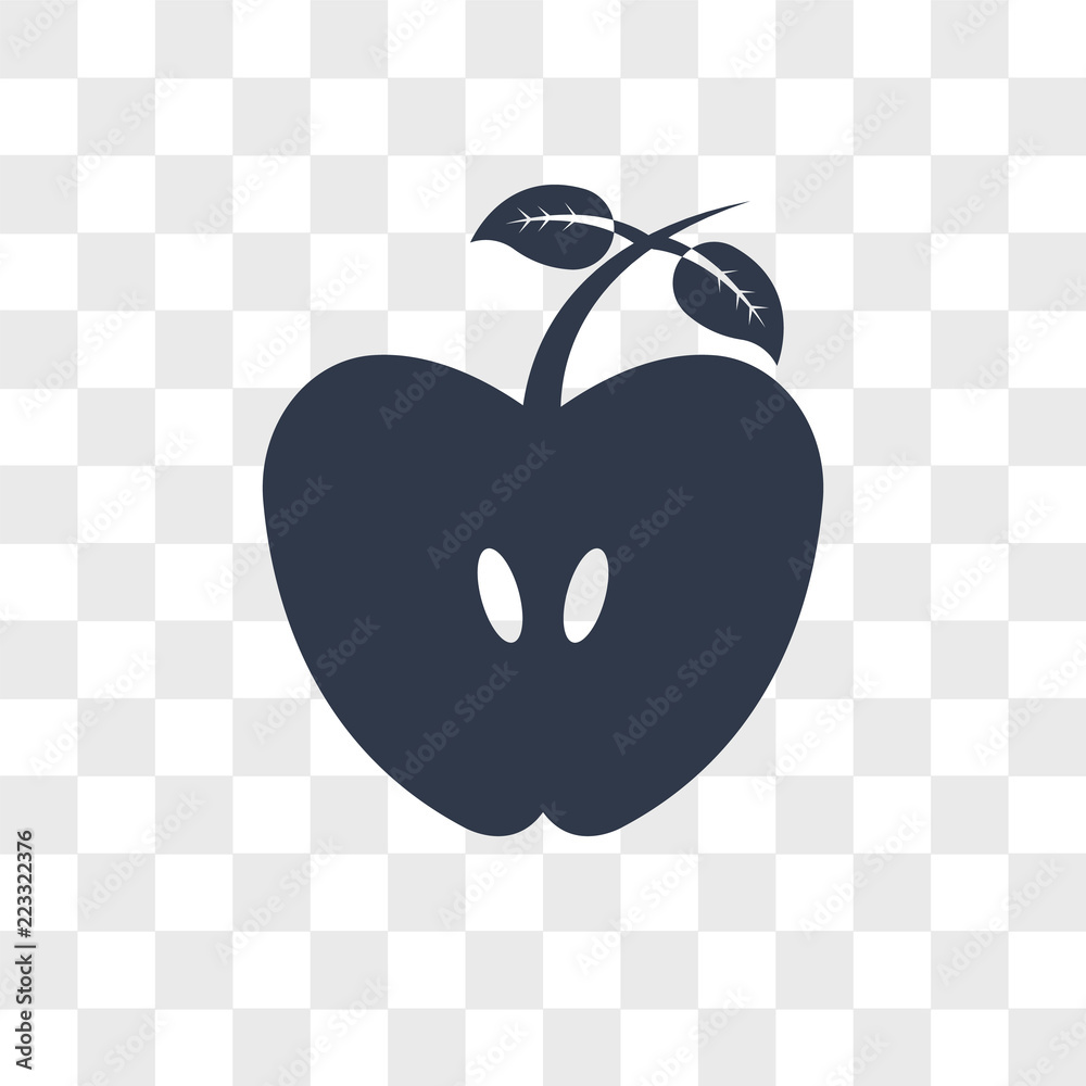 Fotografie Half Apple vector icon isolated on transparent background, Half Apple logo desig