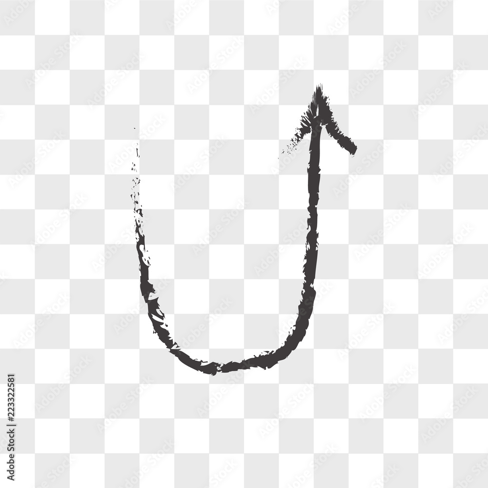 Fototapeta premium Sketched arrow vector icon isolated on transparent background, Sketched arrow logo design