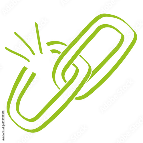 Handgezeichnetes Link-Symbol offen in hellgrün
