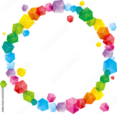 The abstract element of the cube, the background is white.