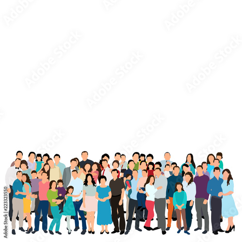 vector  isolated  silhouette of a crowd of people  group  flat style