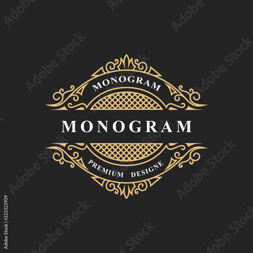 Monogram design elements, graceful template. Calligraphic elegant line art logo design. Emblem sign for Royalty, business card, Boutique, Hotel, Restaurant, wine. Frame for label. Vector illustration