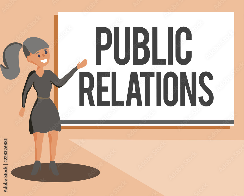 Conceptual hand writing showing Public Relations. Business photo showcasing practice managing spread of information between individual. Conceptual hand writing showing Public Relations. Business photo showcasing practice managing spread of information between individual.
