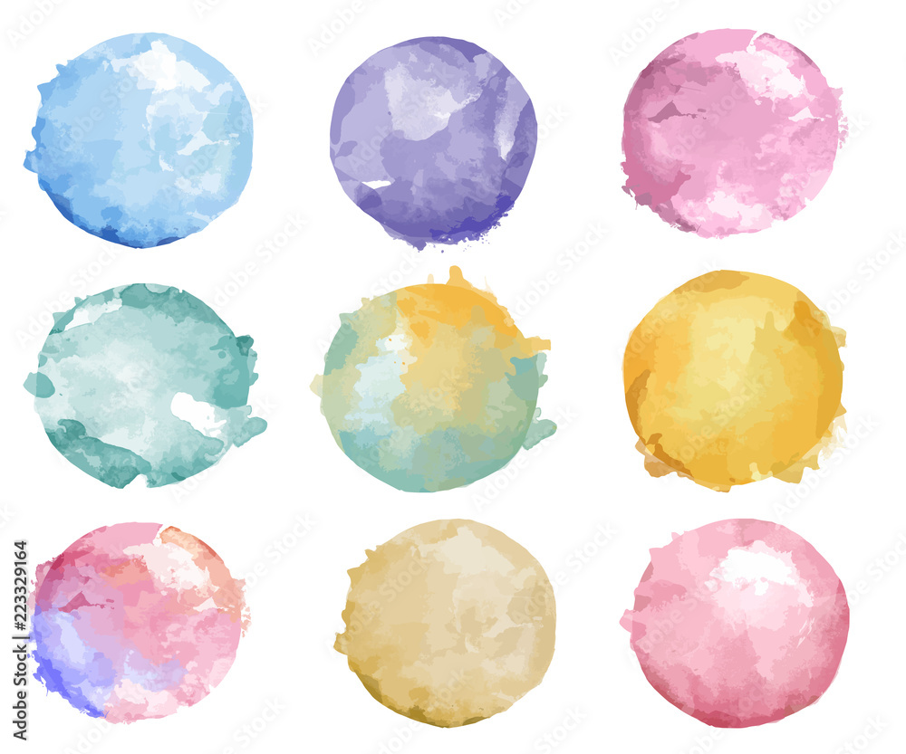 Obraz premium Set of colorful watercolor badge vector