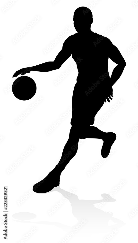 A basketball sports player silhouette illustration A basketball sports player silhouette illustration