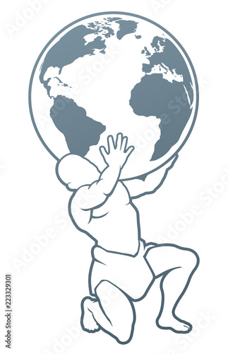 Atlas titan holding globe. A symbol of strength from Greek Mythology