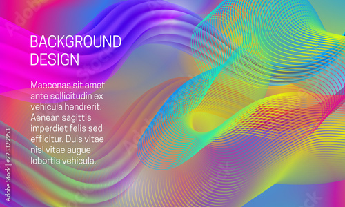 Vector vibrant background with ethereal amplitude and multicolor guilloche element.