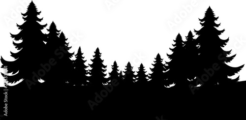 A silhouette Christmas evergreen trees footer background