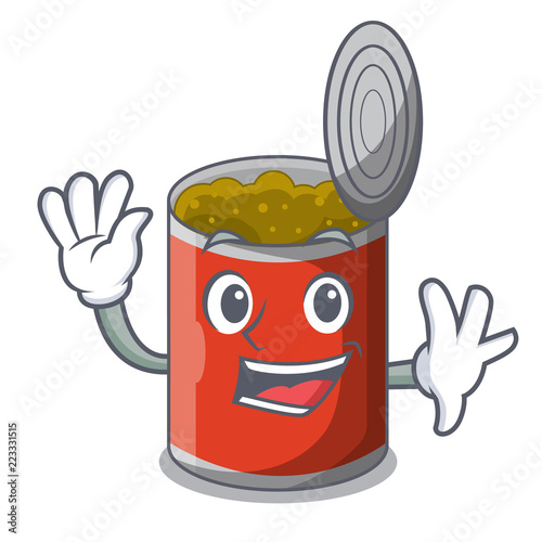 Waving metal food cans on a cartoon