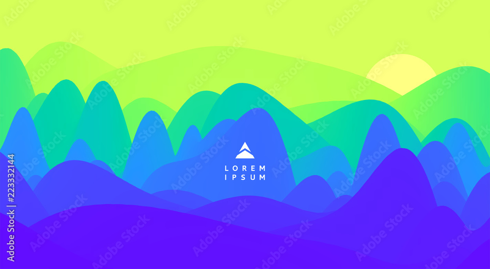 Landscape with mountains and sun. Sunset. Mountainous terrain. Abstract background. Vector illustration. Landscape with mountains and sun. Sunset. Mountainous terrain. Abstract background. Vector illustration.