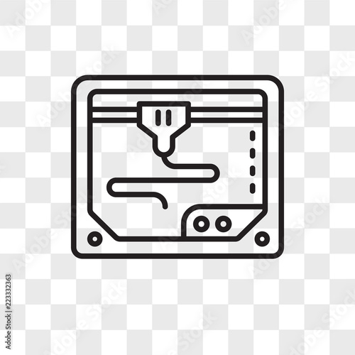 3d printer vector icon isolated on transparent background, 3d printer logo design