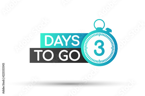 Three days to go flat icon. Vector illustration.
