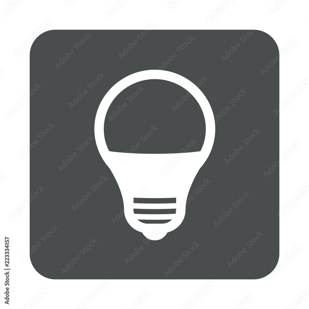 Icono plano bombilla led en cuadrado gris Icono plano bombilla led en cuadrado gris