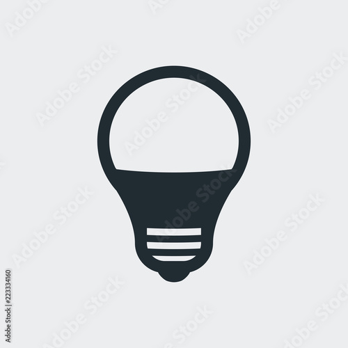 Icono plano bombilla led en fondo gris