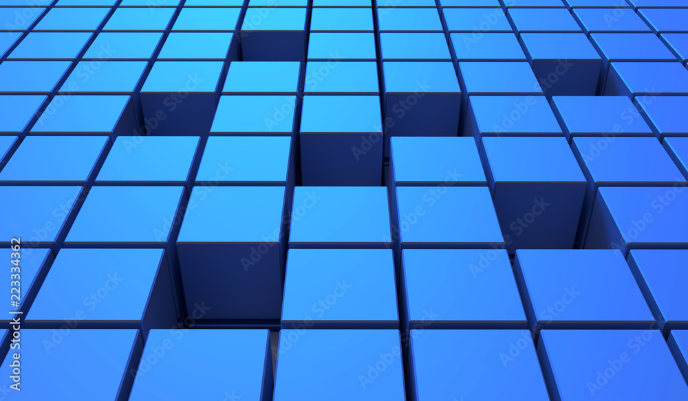 Abstract background of cubes in blue color. 3D illustration. Abstract background of cubes in blue color. 3D illustration.