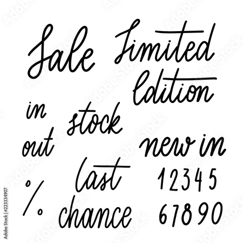 Set of words for shop: Sale, last chance, limited edition, new i