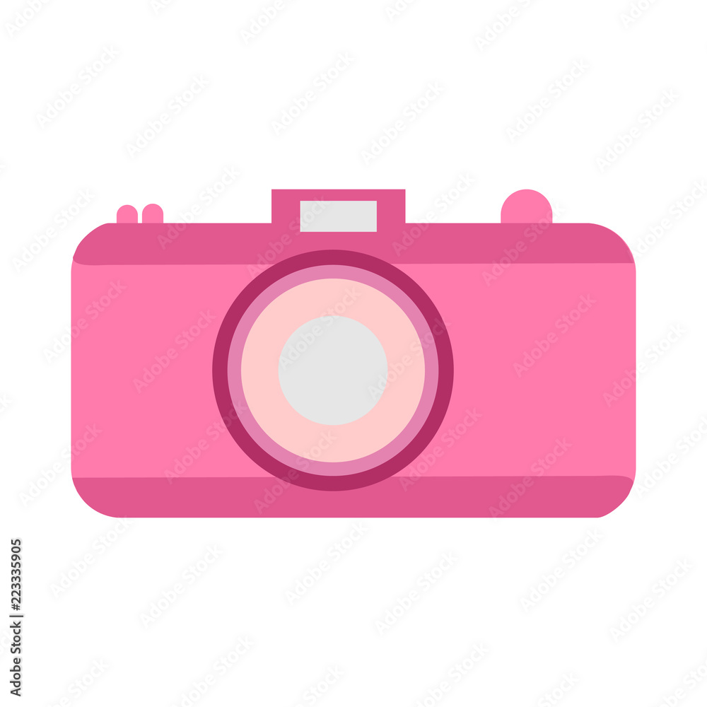 A camera in a flat style on a white background A camera in a flat style on a white background