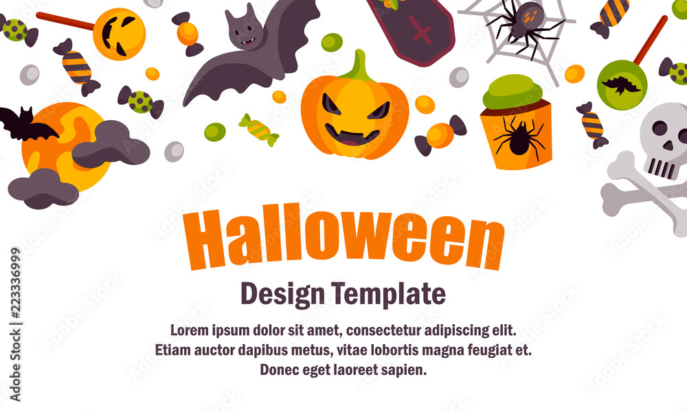 Halloween design horizontal template. Vector illustration.
